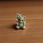Diamante Princess Teddy Bear Crown Ring Silver Tone Various Colour Stones Adjustable Size