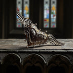 Black Goth Biker Style Winged Heart Statement Ring Metallic Adjustable - Size N 1/2