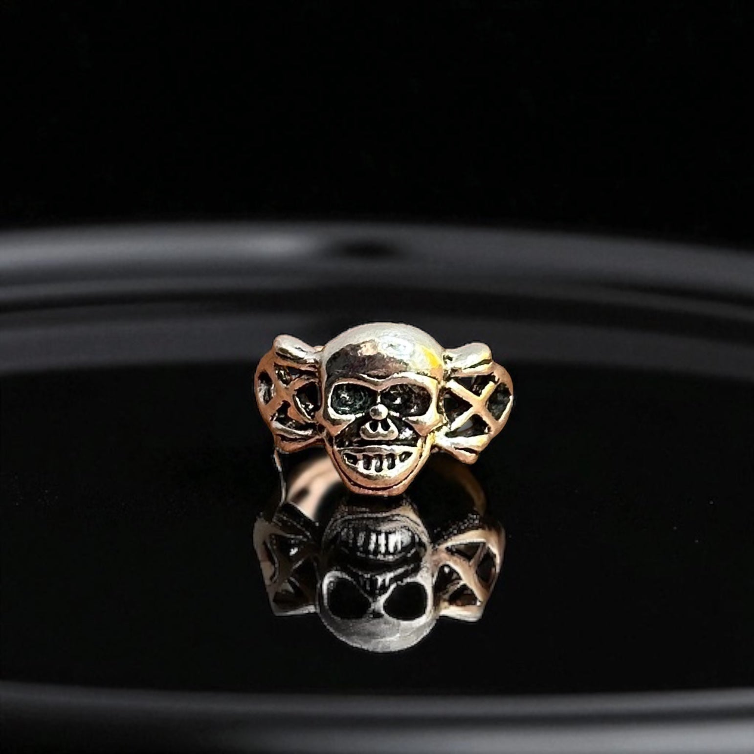 Alternative Gothic Biker XX Skull Ring Silver Tone Halloween Pirate Ring - Various Sizes