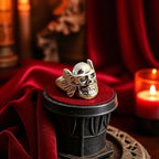 Alternative Gothic Biker Winged Skull Statement Ring Silver Tone - Various Sizes
