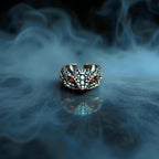 Alternative Gothic Dragon Head Ring Silver Tone Red Eye Open Adjustable Ring - Size Q