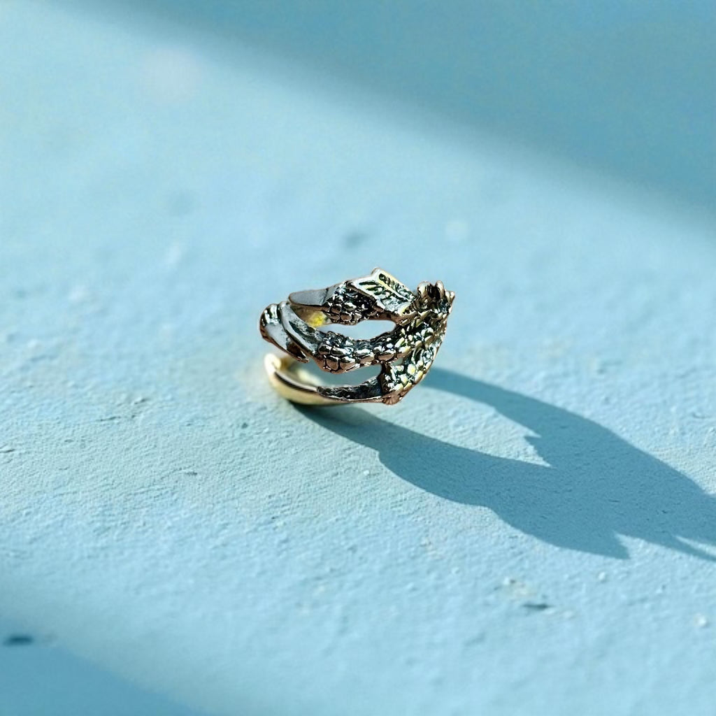 Intricate Gothic Claw Talon Ring Dark Horror Statement Silver Tone - Size M