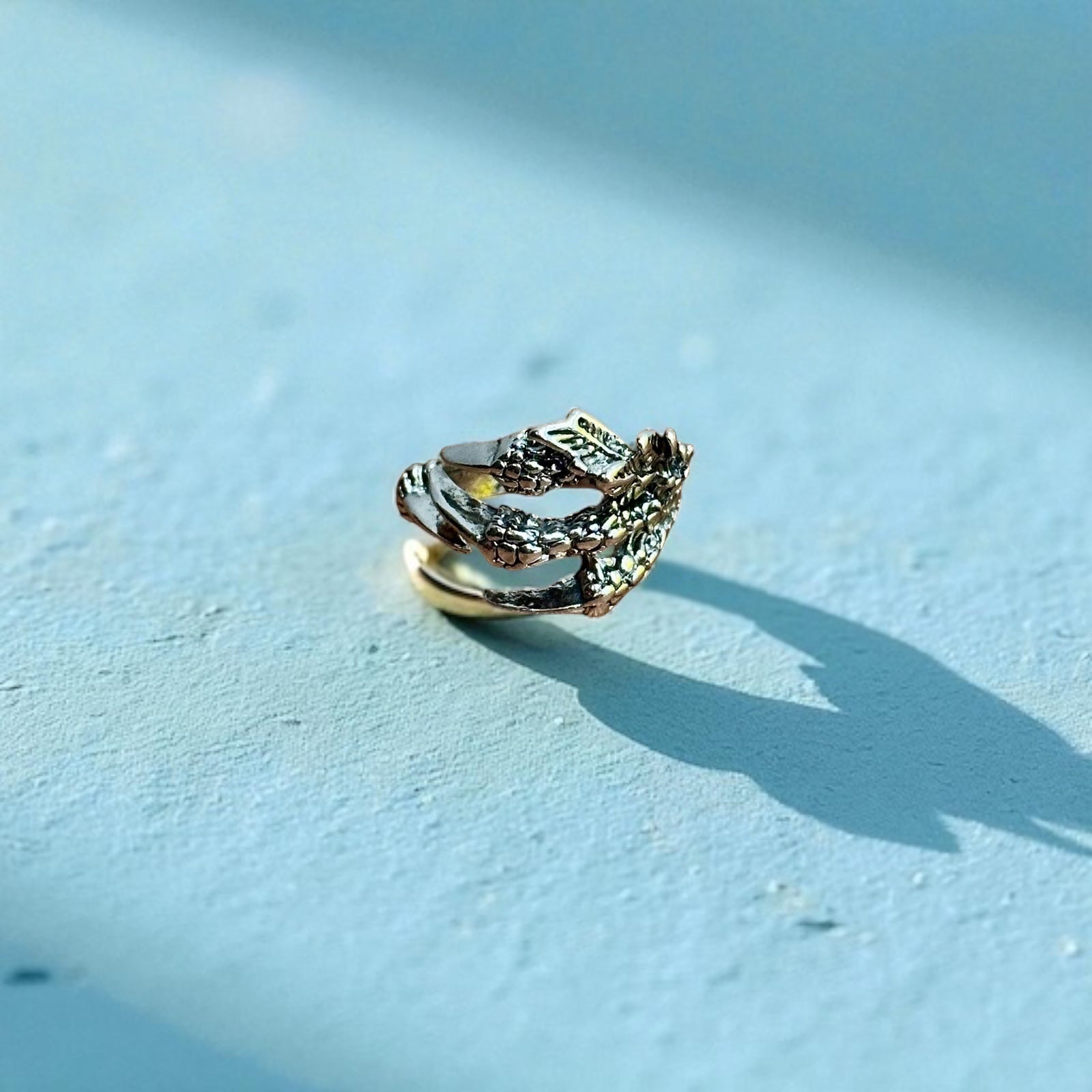 Intricate Gothic Claw Talon Ring Dark Horror Statement Silver Tone - Size M