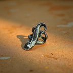 Alternative Gothic Lizard Long Finger Ring Silver Tone - Size U