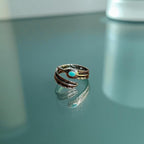 Boho Hippie Tribal Feather Ring Green Black Silver Tone - Size S