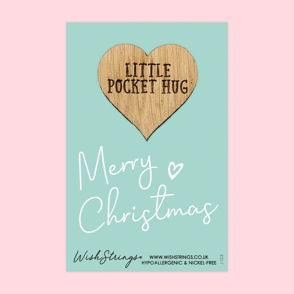 Pocket Hug - Merry Christmas | Festive Stocking Filler & Secret Santa Gift | Keepsake Token for Sending Hugs & Holiday Cheer