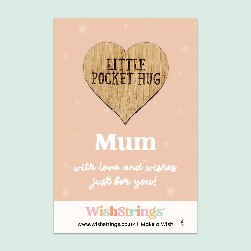 WishStrings “Mum” Pocket Hug | Heartfelt Gift for Mum | Sentimental Hug Token from Son or Daughter | Thinking of You | Letterbox Gift for Mother | Under £5
