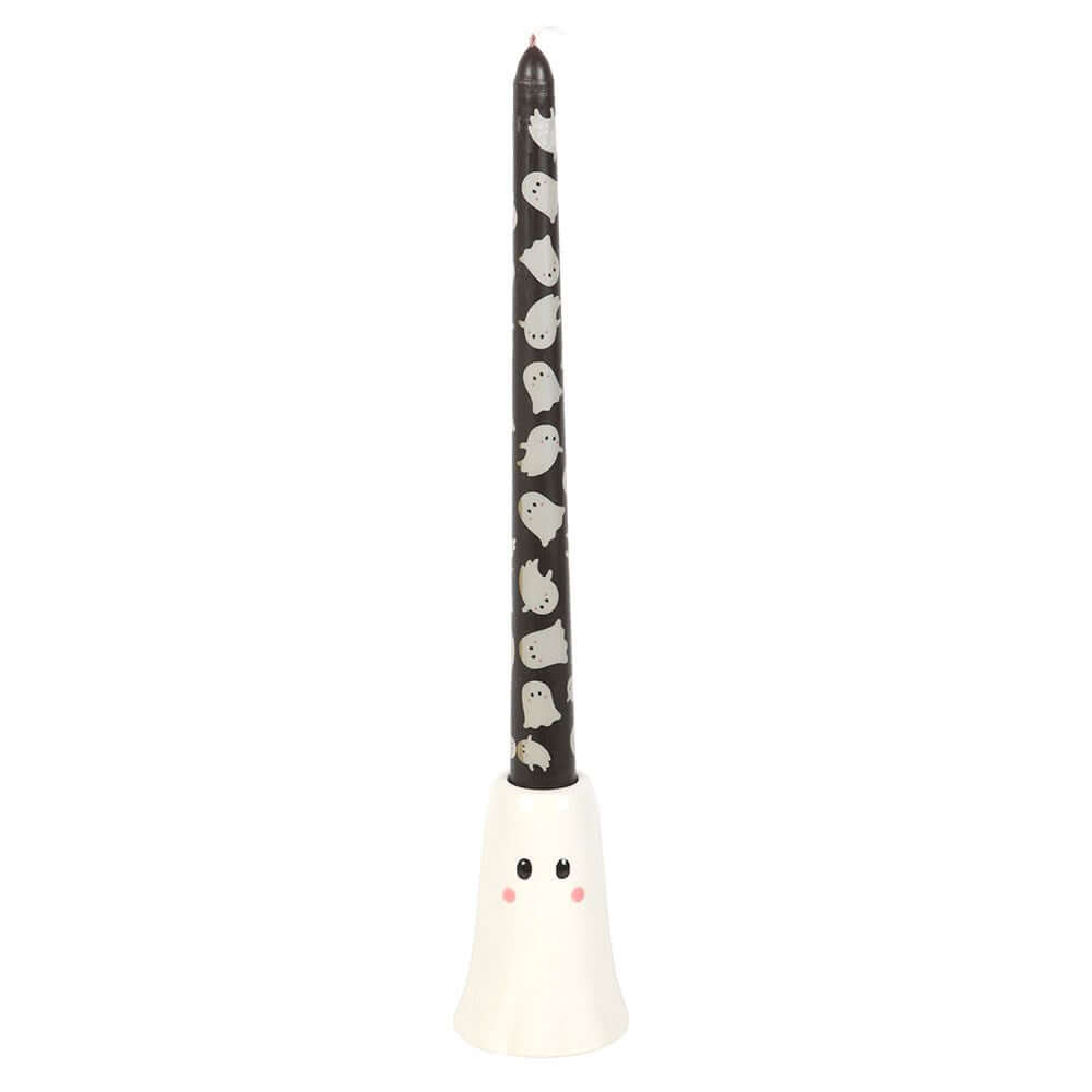 Gothic Gifts Sweet Ghost Candle Holder with Taper Candle