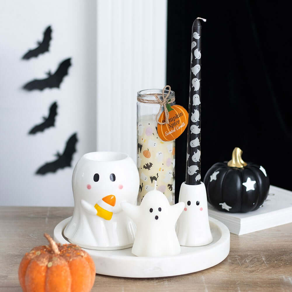 Gothic Gifts Sweet Ghost Candle Holder with Taper Candle