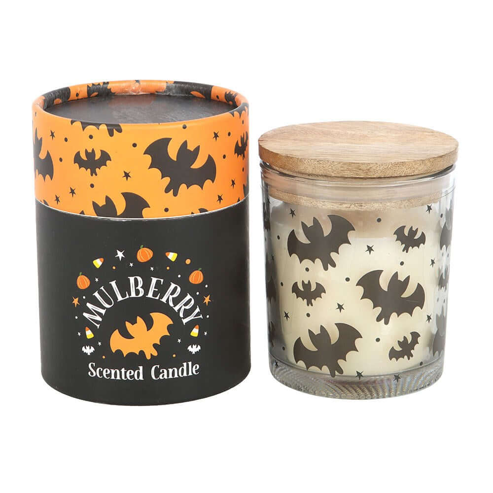 Gothic Gifts Bat Print Mulberry Candle