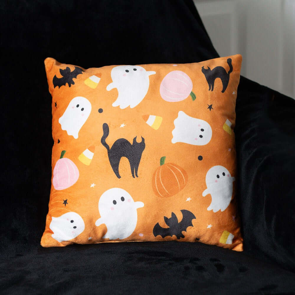 Gothic Gifts Square Sweet and Spooky Ghost Print Cushion