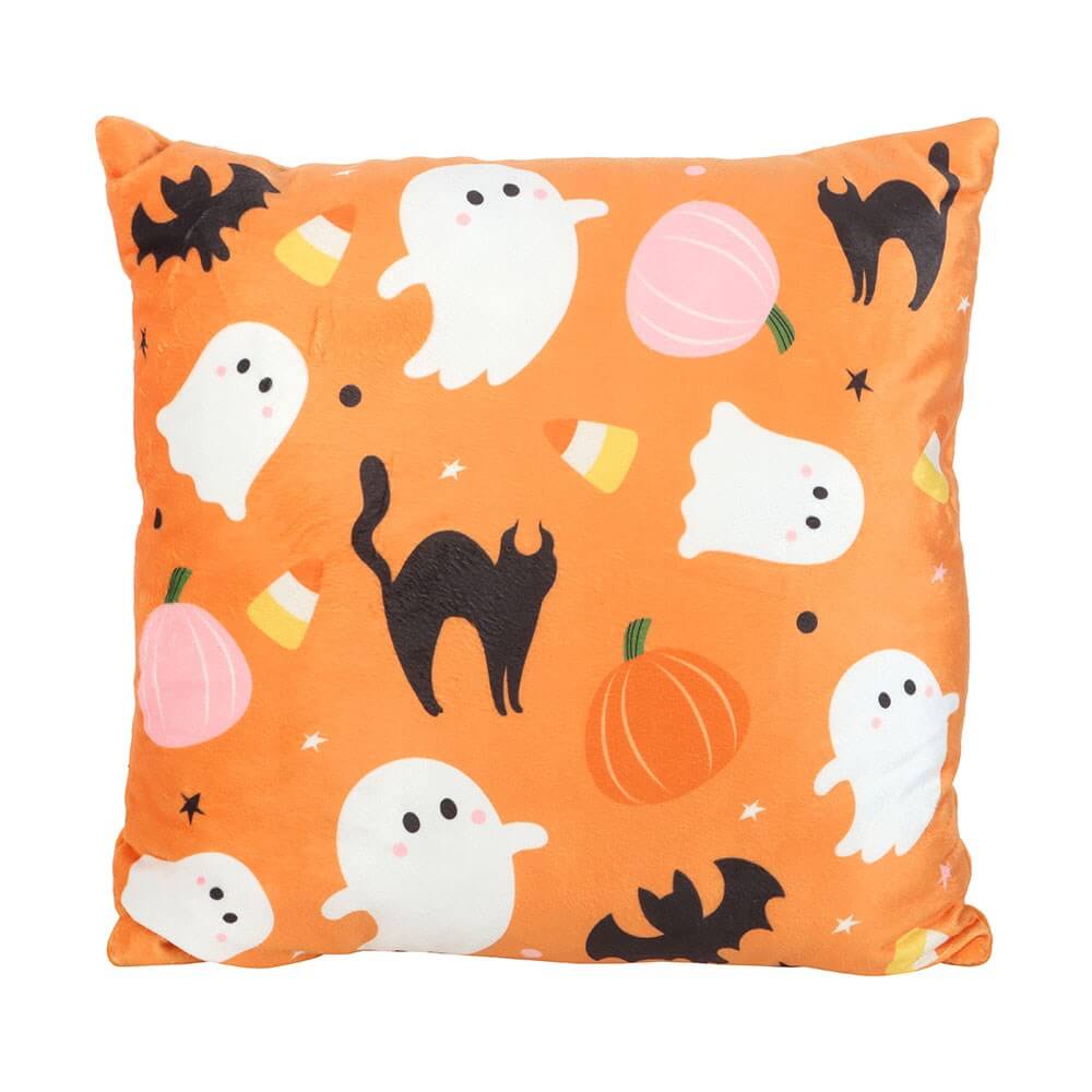 Gothic Gifts Square Sweet and Spooky Ghost Print Cushion