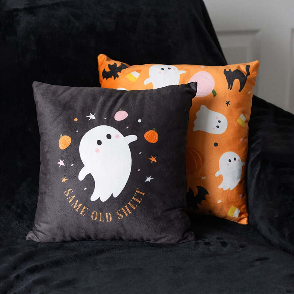 Gothic Gifts Square Sweet and Spooky Ghost Print Cushion