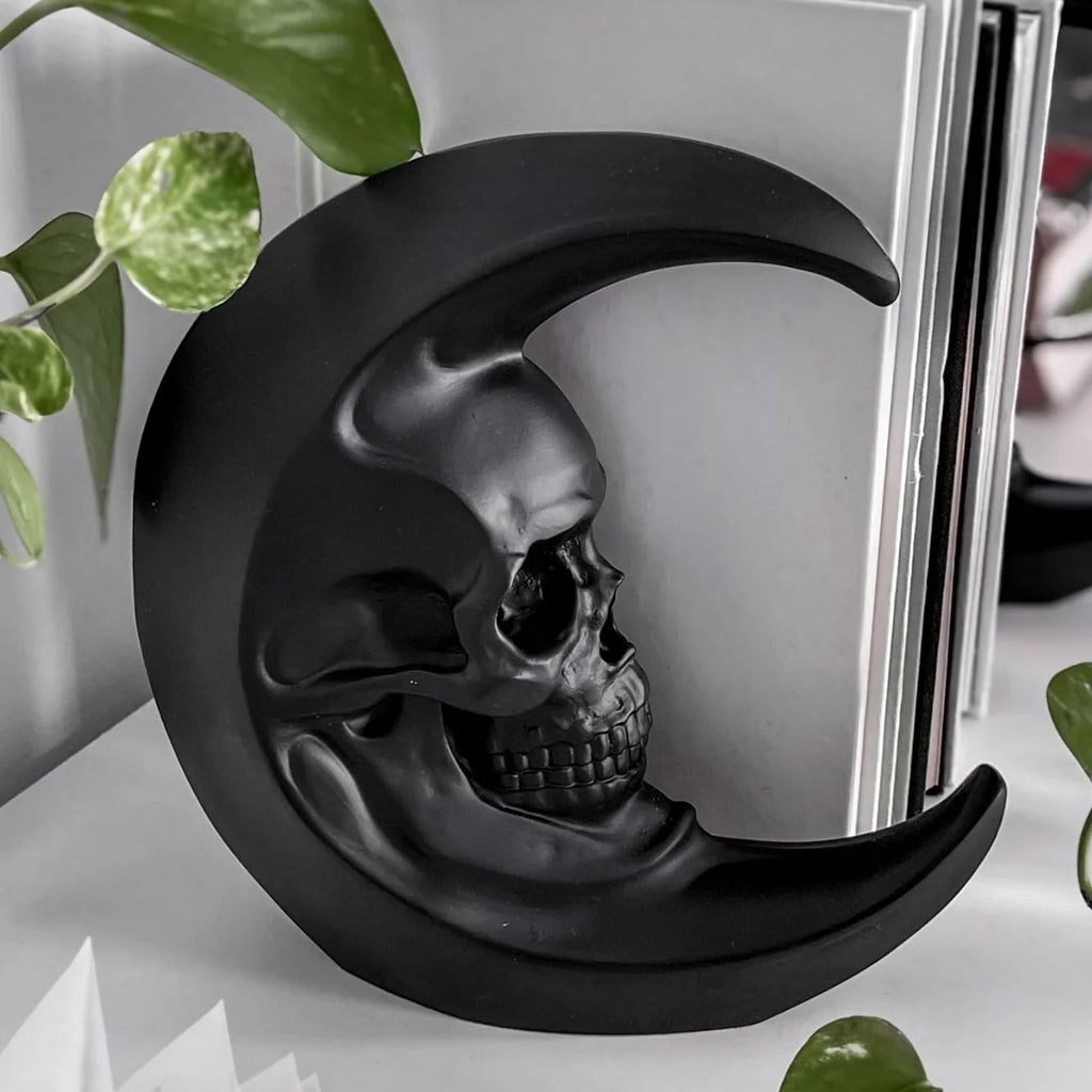 Killstar Luna Morte Skull Moon Bookends