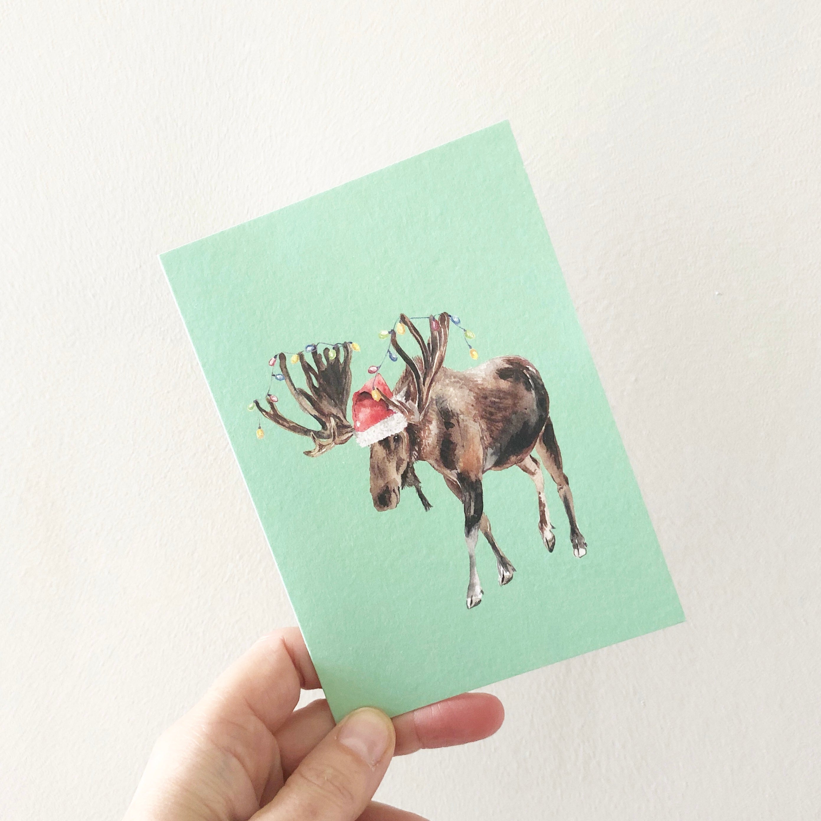 Festive Moose Christmas Card  A6 Greeting Card
