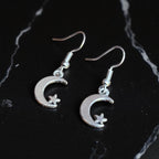Crescent Moon Charm Drop Earrings