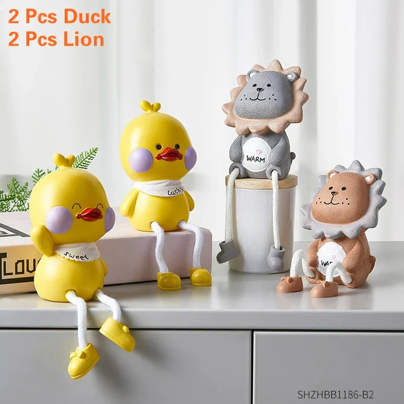 Nordic Cute Resin Hanging Dolls – Sitting Figurine Ornaments for Home Décor