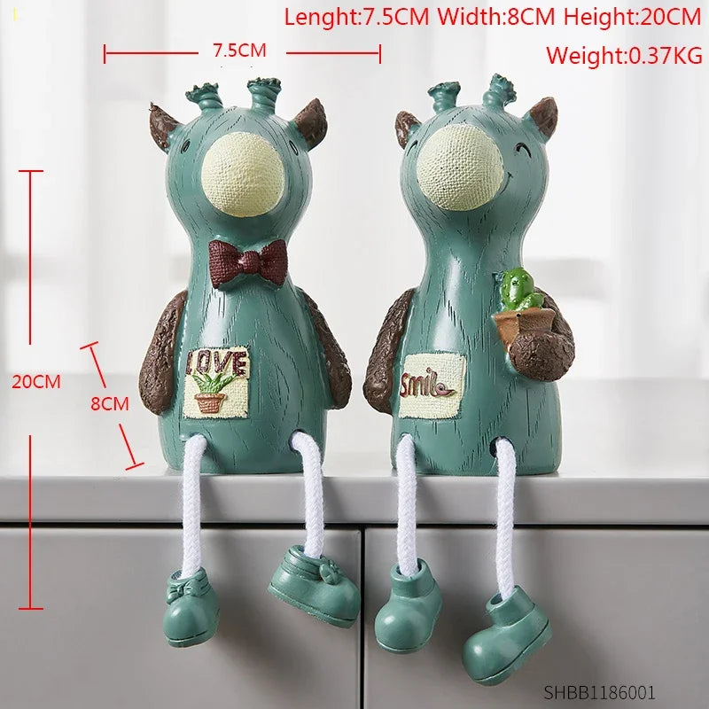 Nordic Cute Resin Hanging Dolls – Sitting Figurine Ornaments for Home Décor