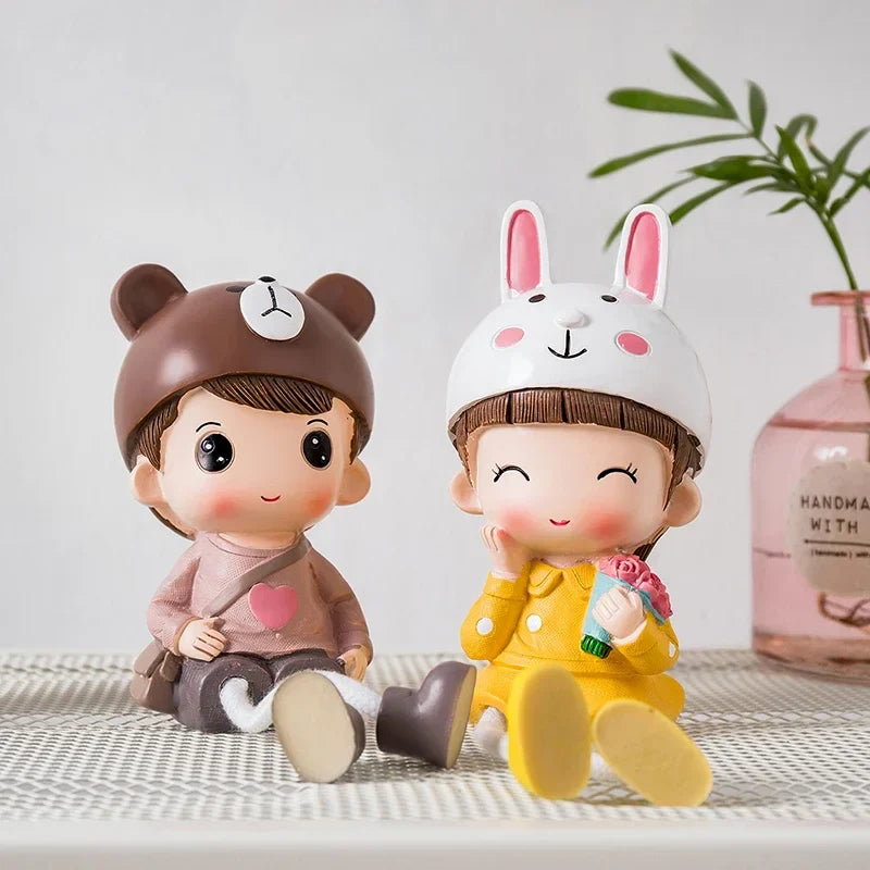 Nordic Cute Resin Hanging Dolls – Sitting Figurine Ornaments for Home Décor