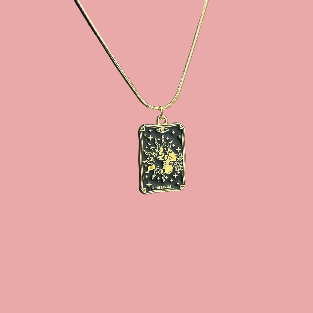 The Lovers Tarot Card Pendant Necklace