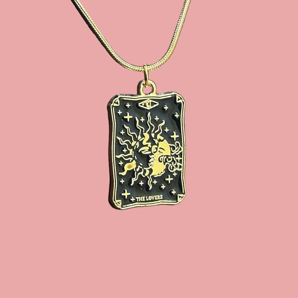 The Lovers Tarot Card Pendant Necklace