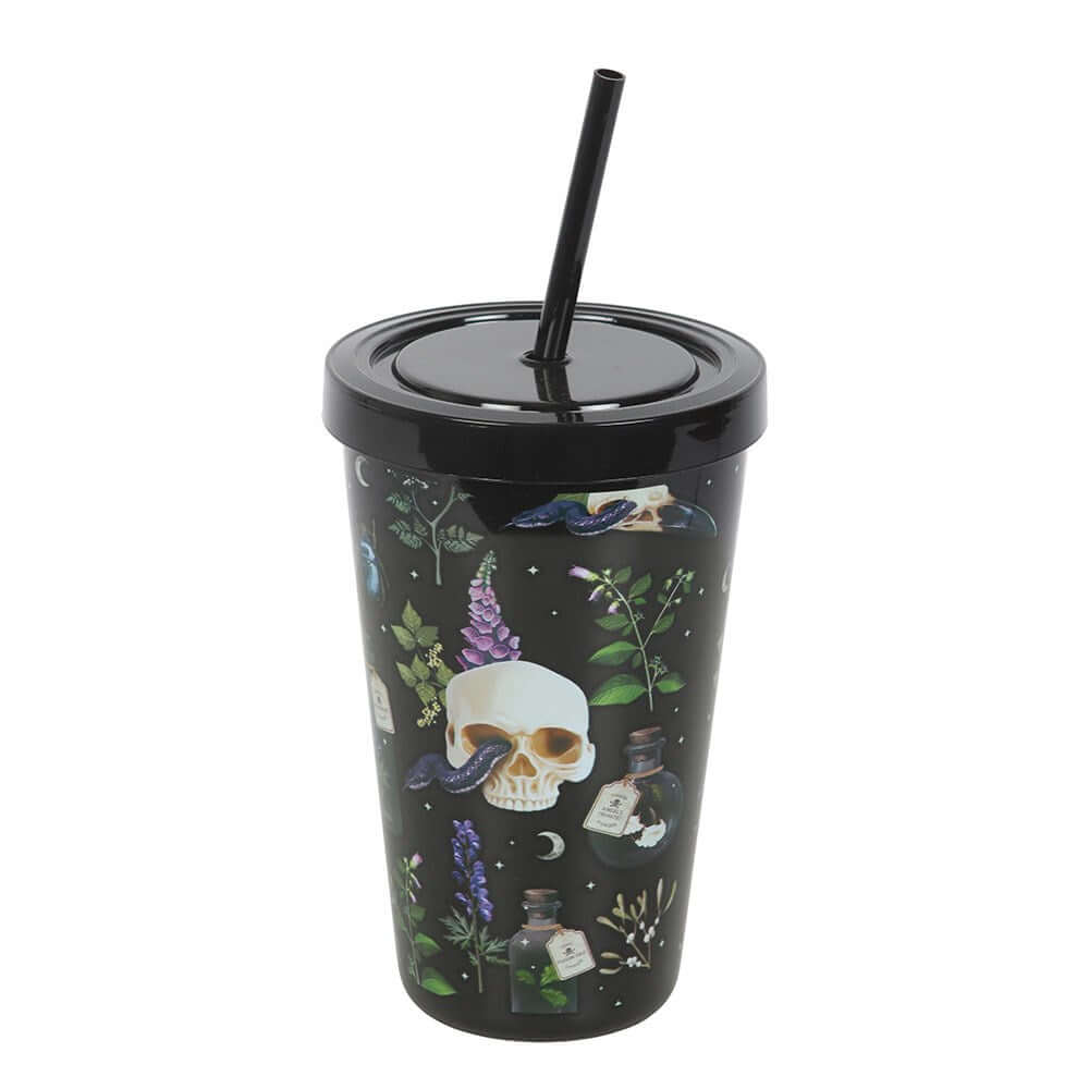 Gothic Gifts Venom & Vines Print Tumbler with Straw