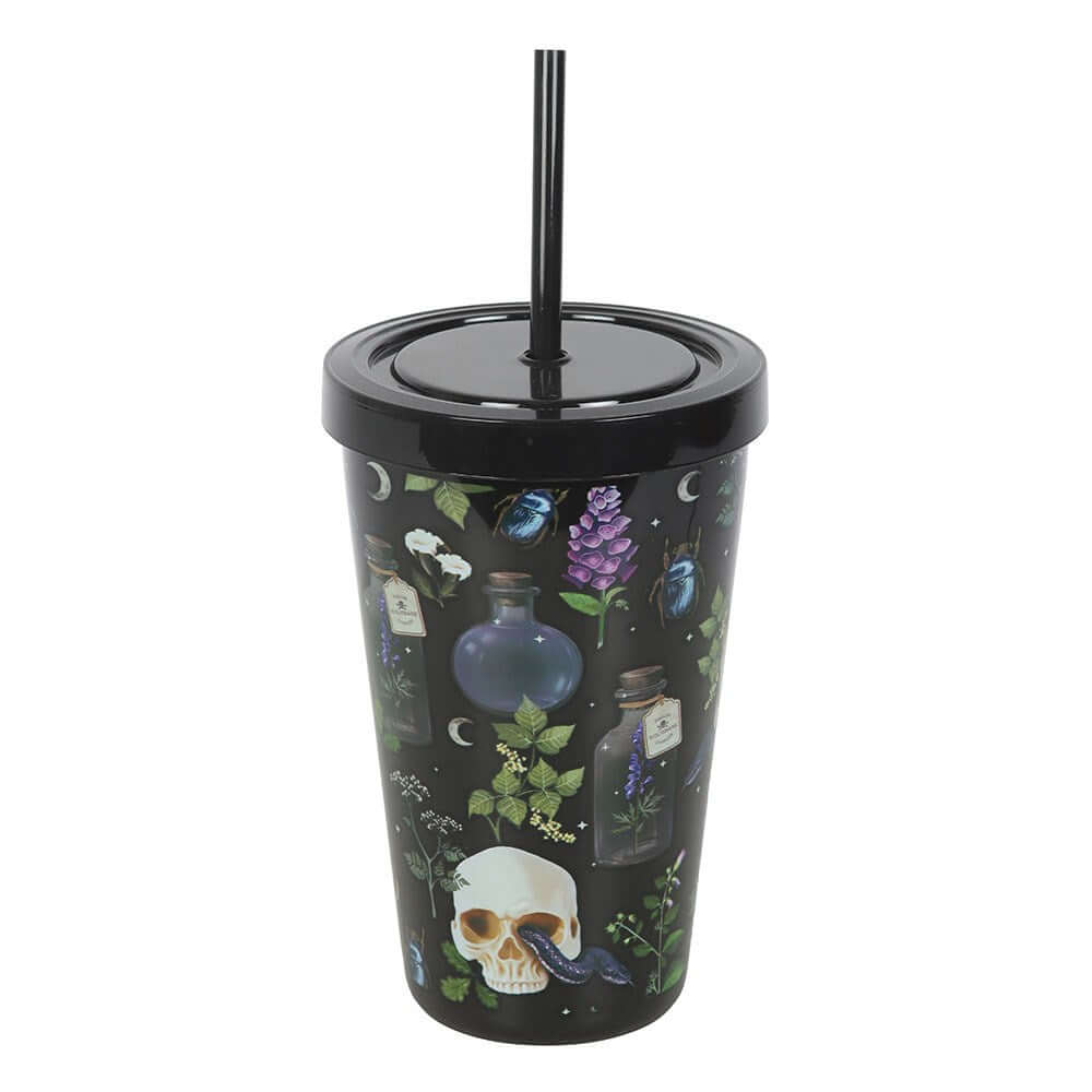 Gothic Gifts Venom & Vines Print Tumbler with Straw