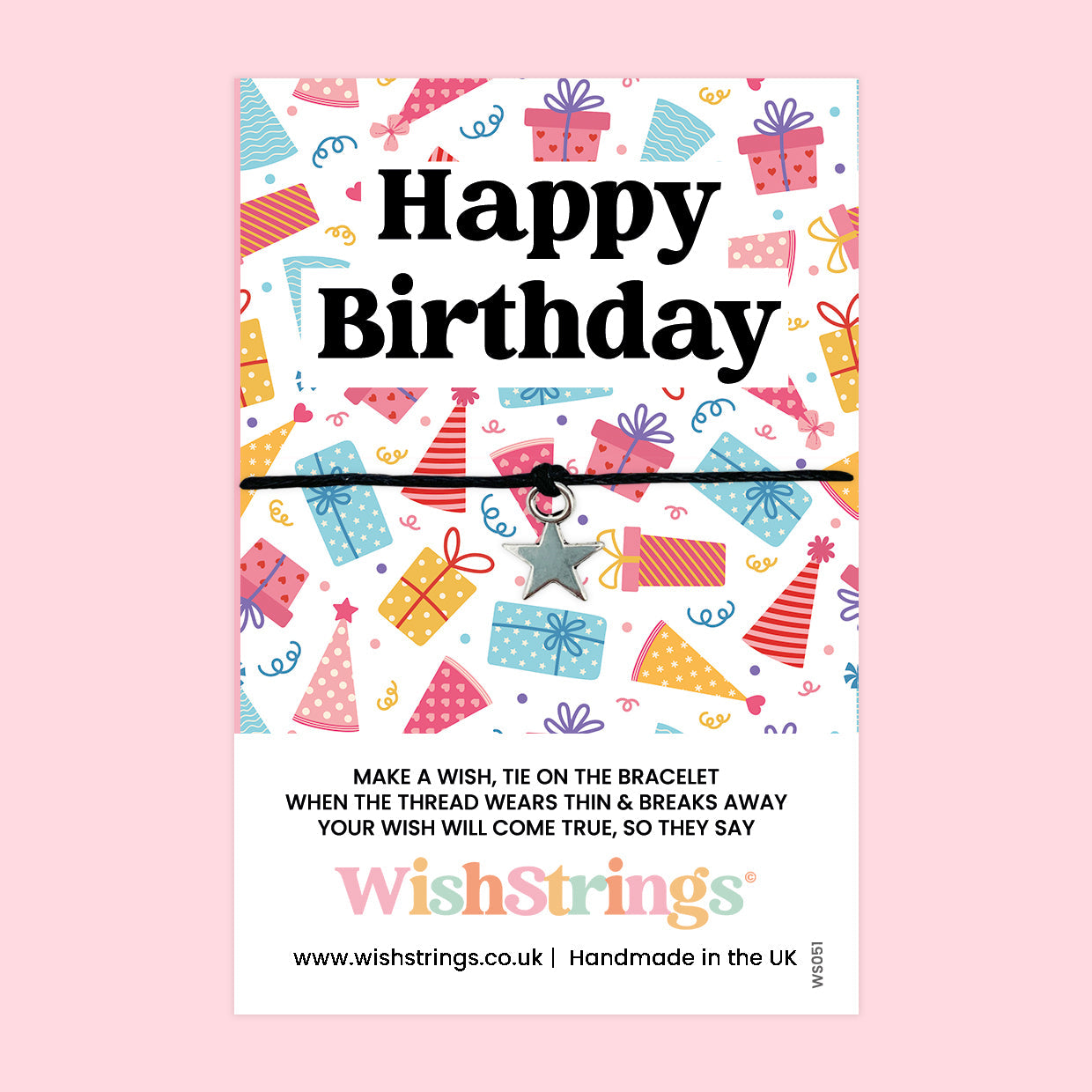 Happy Birthday Bracelet – Handmade Wish Bracelet Gift with Festive Birthday Card