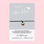 New Mum Wish Bracelet – Adjustable Waxed Cotton Cord | Baby Shower Gift Card Included
