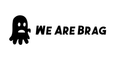 Black logo with a ghost-like character and 'WE ARE BRAG' text on a white background