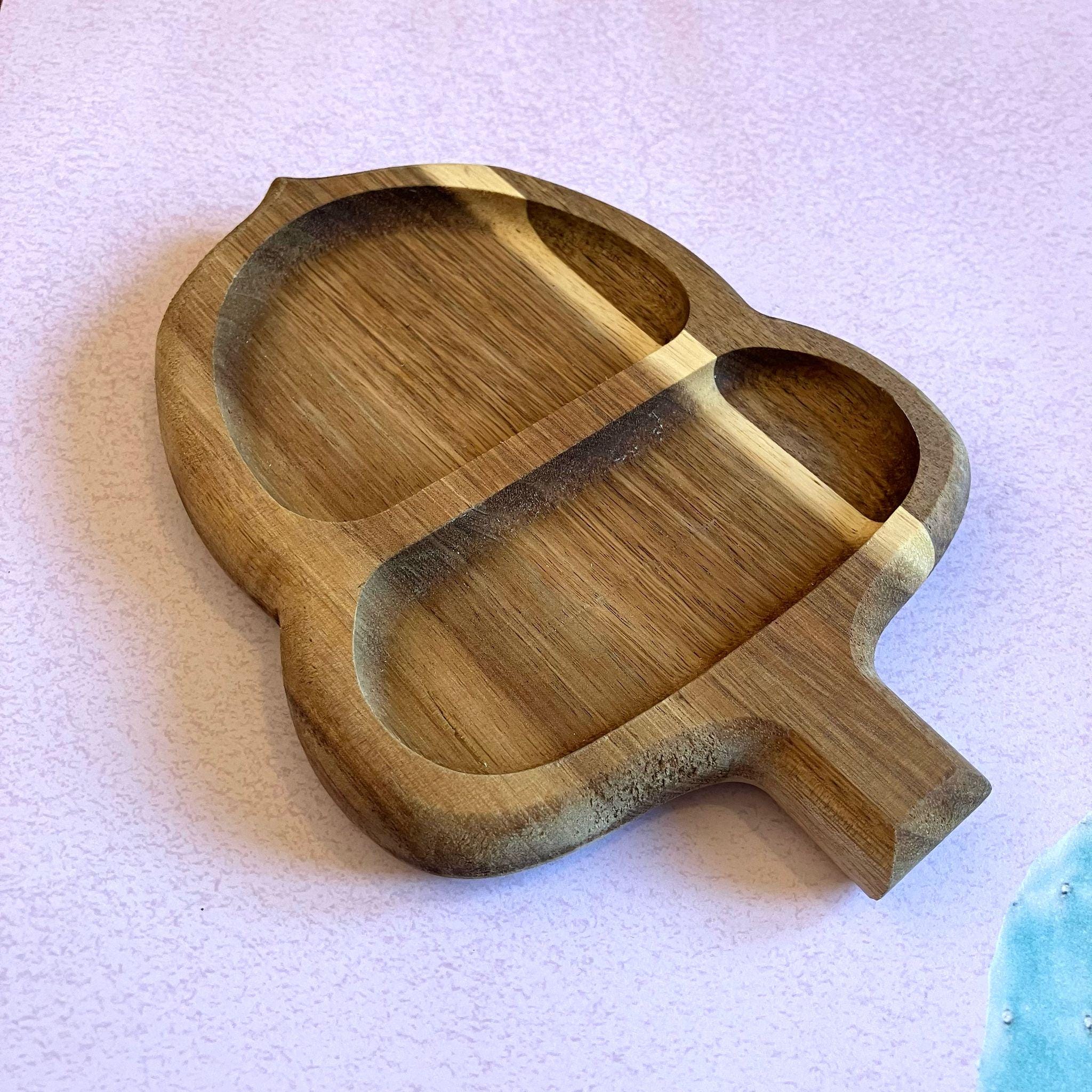 Handmade Acacia Wooden Acorn Trinket/Ring Dish Bowl 20cm