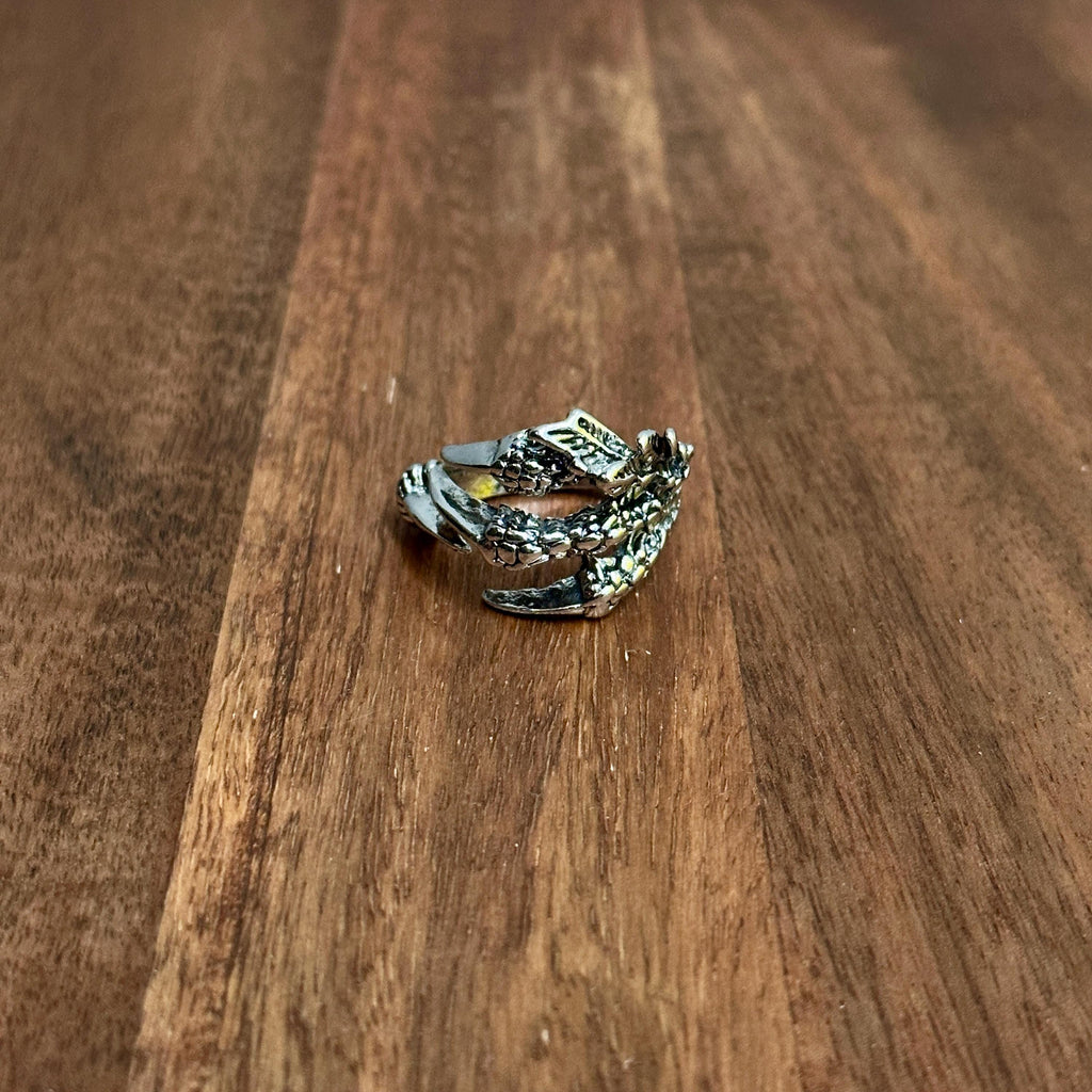 Intricate Gothic Claw Talon Ring Dark Horror Statement Silver Tone - Size M