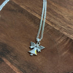 Handmade Winged Angel Pendant Necklace Silver Plate Lucky Charm Gift