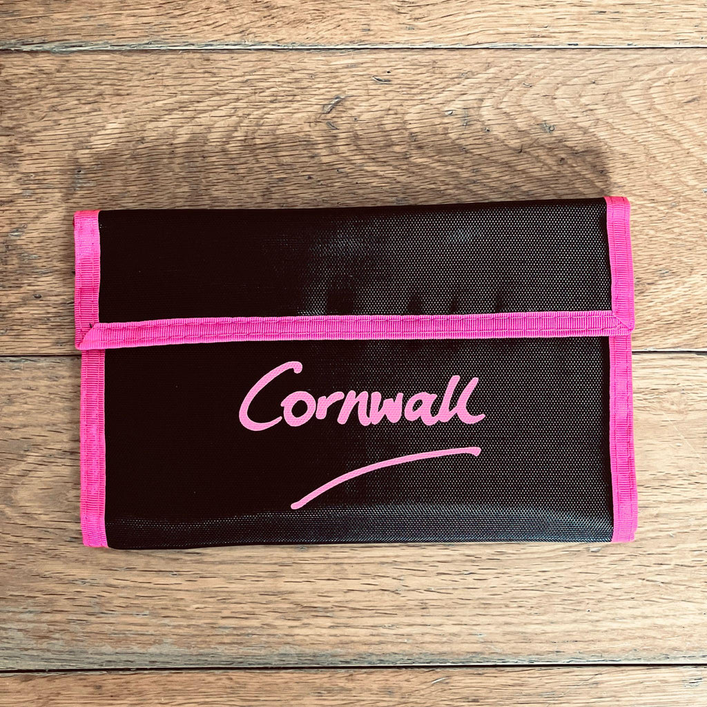 Retro Oversized Neon Cornwall Purse Wallet Black/Pink Raver Festival Beach