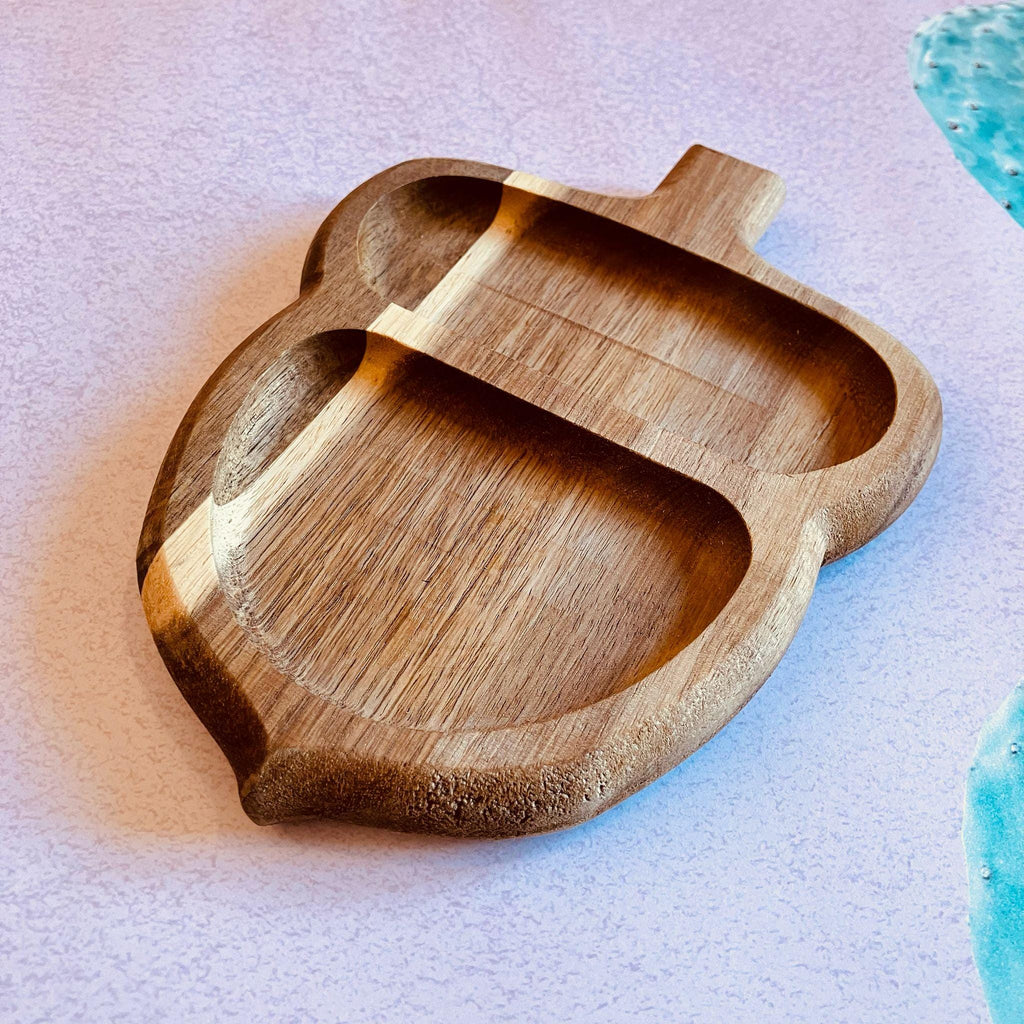 Handmade Acacia Wooden Acorn Trinket/Ring Dish Bowl 20cm