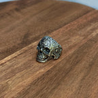 Alternative XL Chunky Gothic Sugar Skull Ring Statement Piece Silver Tone - Size T 1/2