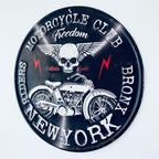 Retro Metal Biker Motorcycle Wall Plaque Sign Skull Riders Grunge Gift 30cm