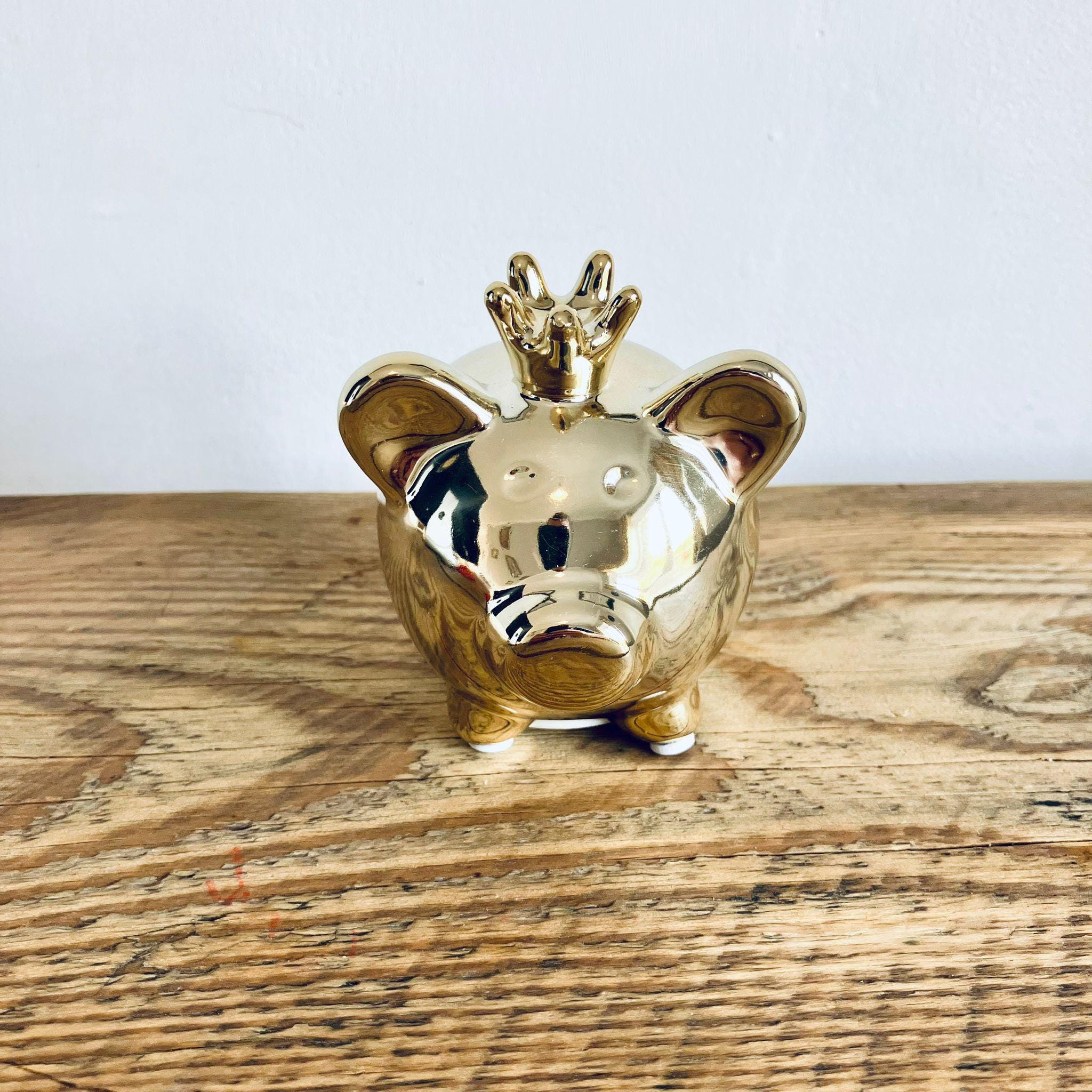 Mini Novelty Retro Princess Pig Piggy Bank Gold 8.5cm Unique Gift