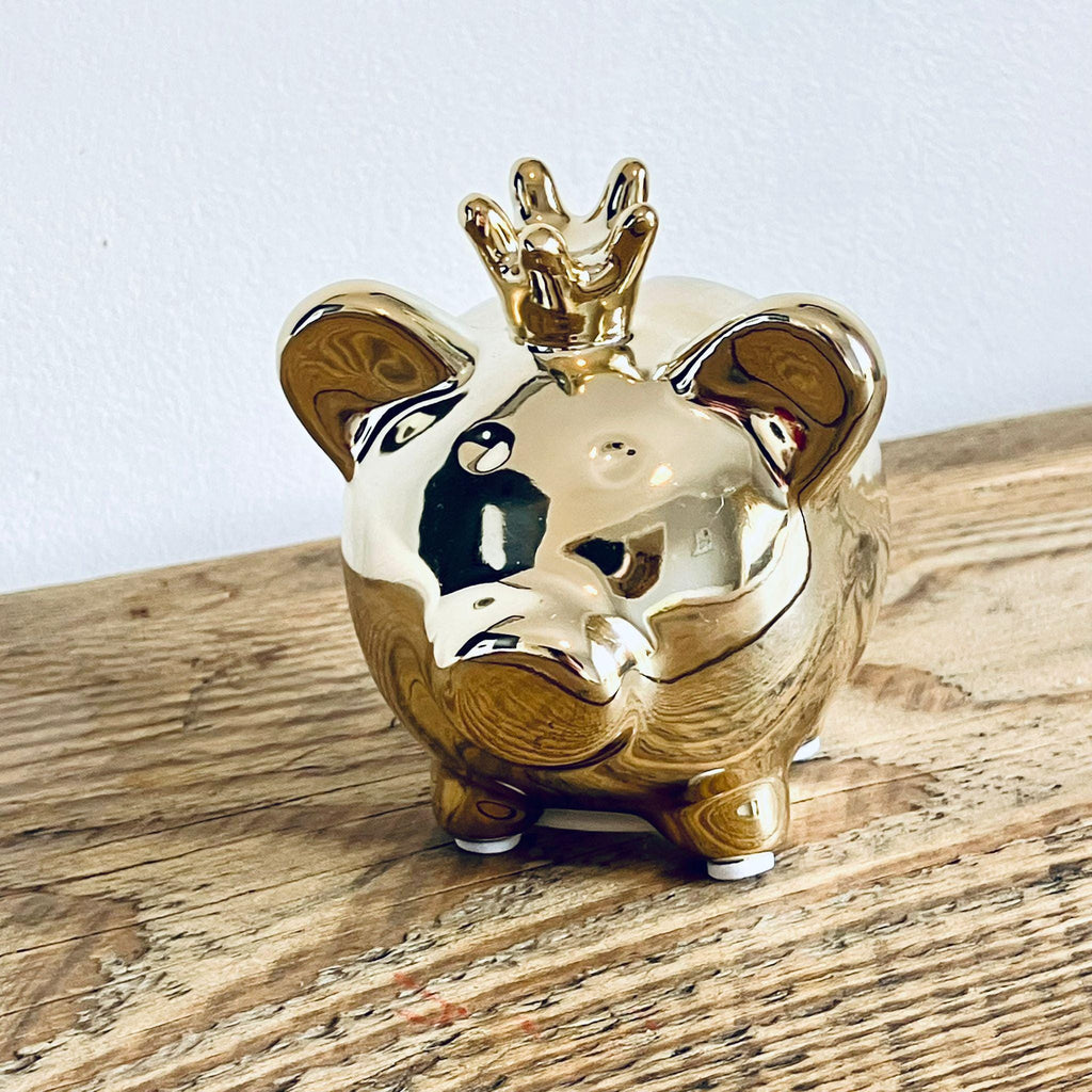Mini Novelty Retro Princess Pig Piggy Bank Gold 8.5cm Unique Gift