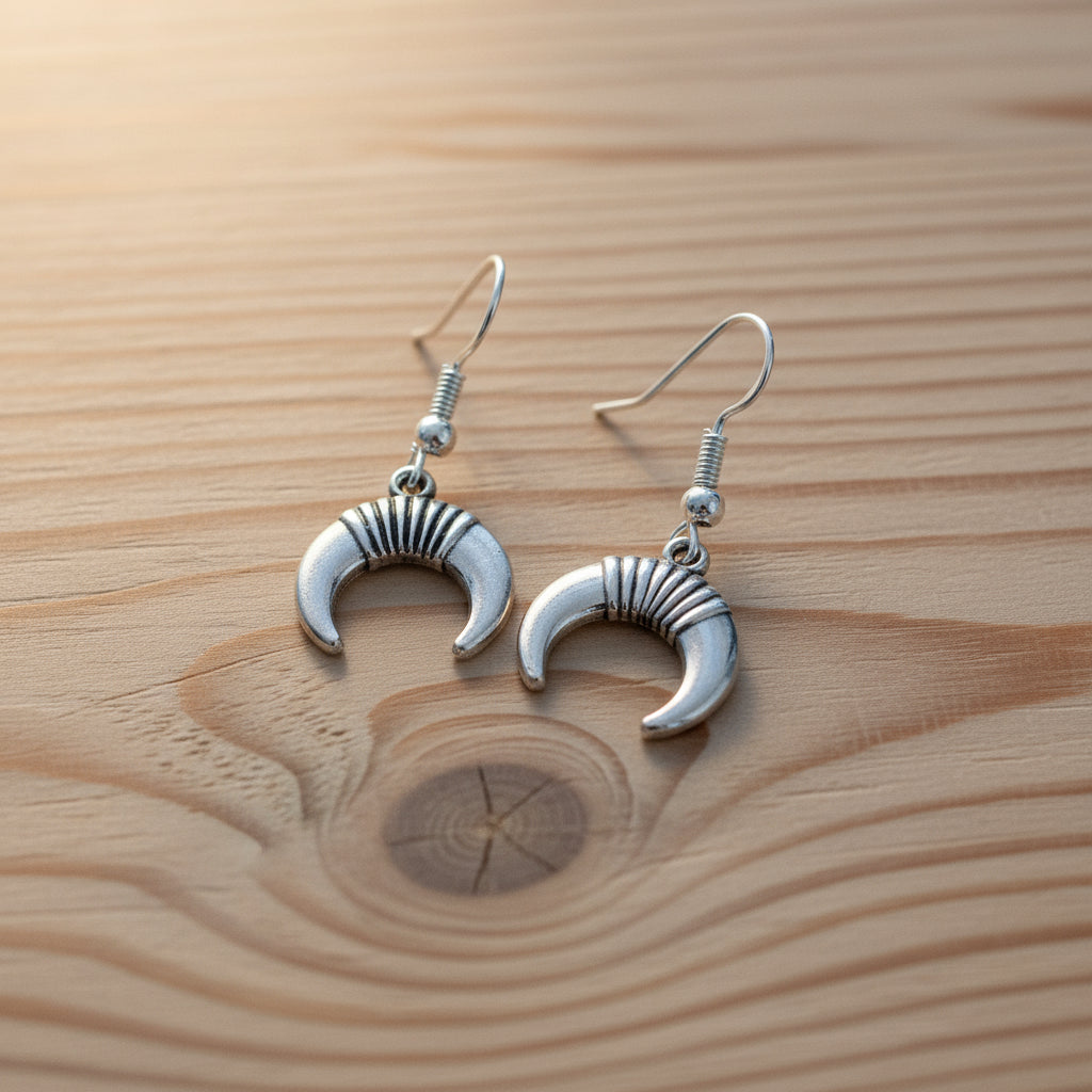 Crescent Moon Charm Drop Earrings