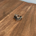 Unique Gothic Knights Templar Black Iron Cross Ring Silver Tone Adjustable - Size T