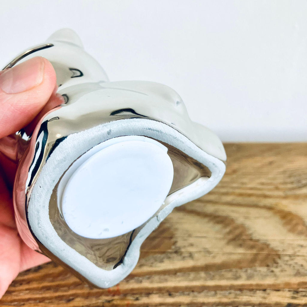 Mini Novelty Retro Teddy Bear Piggy Bank Silver 8.5cm Unique Gift