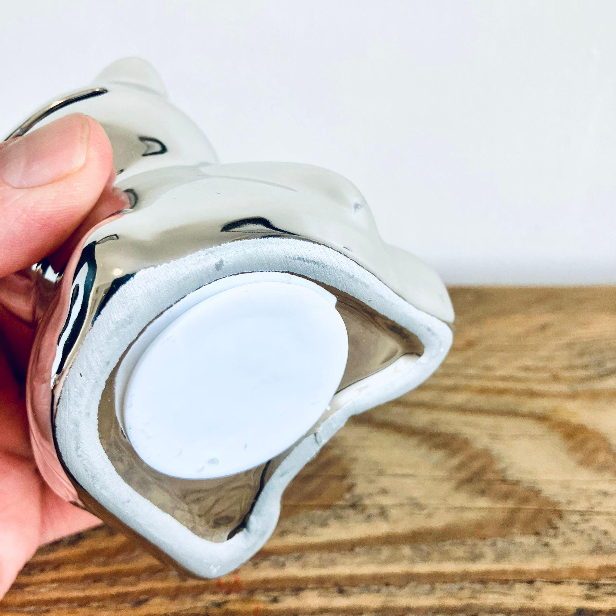 Mini Novelty Retro Teddy Bear Piggy Bank Silver 8.5cm Unique Gift