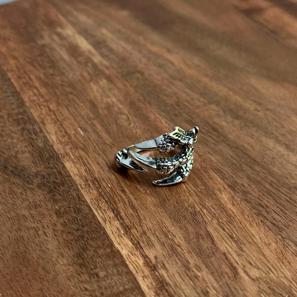 Intricate Gothic Claw Talon Ring Dark Horror Statement Silver Tone - Size M