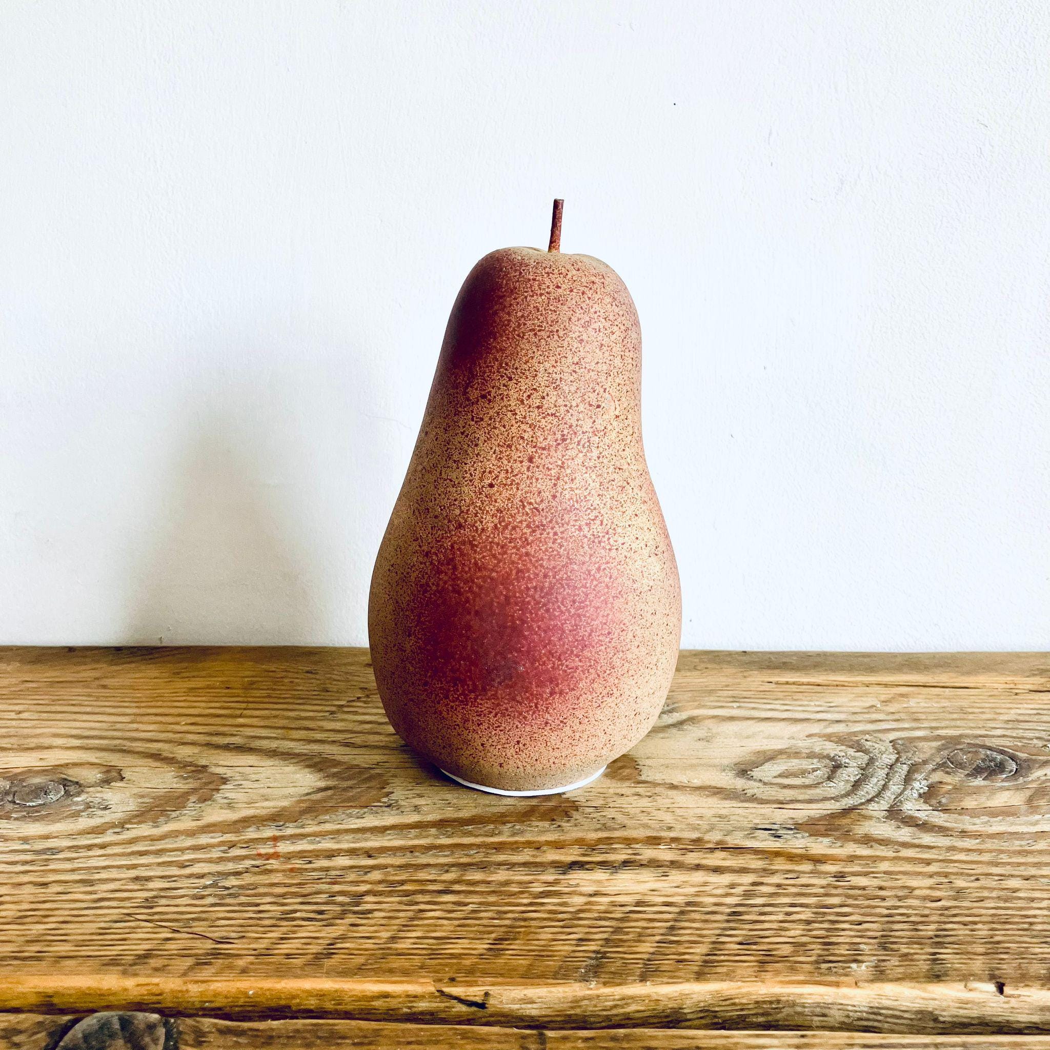 Classic Large Painted Pear Fruit Ornament Red Unique Homeware Gift 17cm