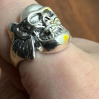 Alternative Gothic Biker Winged Skull Statement Ring Silver Tone - Various Sizes