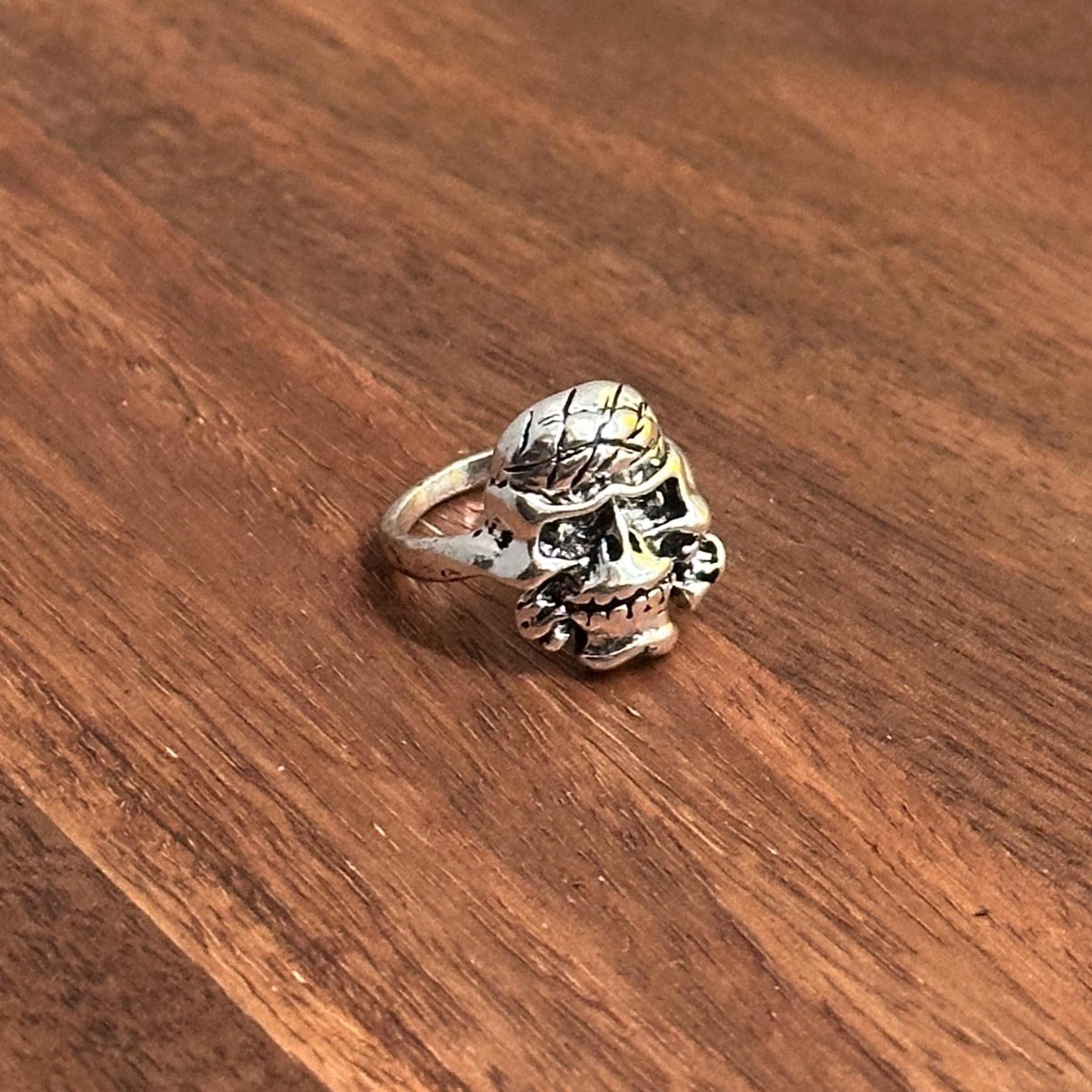 Alternative Gothic Biker Skull & Crossbones Bandana Ring Silver Tone Halloween Pirate Ring - Various