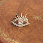 Unique Diamante Illuminati Eye Ring Double Finger Gold Tone Adjustable Size