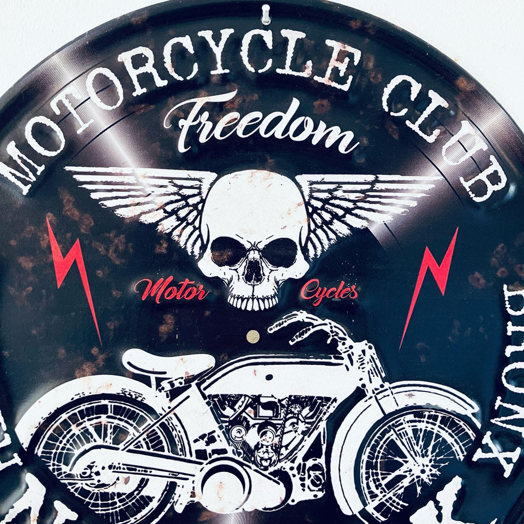 Retro Metal Biker Motorcycle Wall Plaque Sign Skull Riders Grunge Gift 30cm