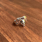 Wolf & Skull Gothic Statement Ring Halloween Biker Ring Silver Tone - Size P